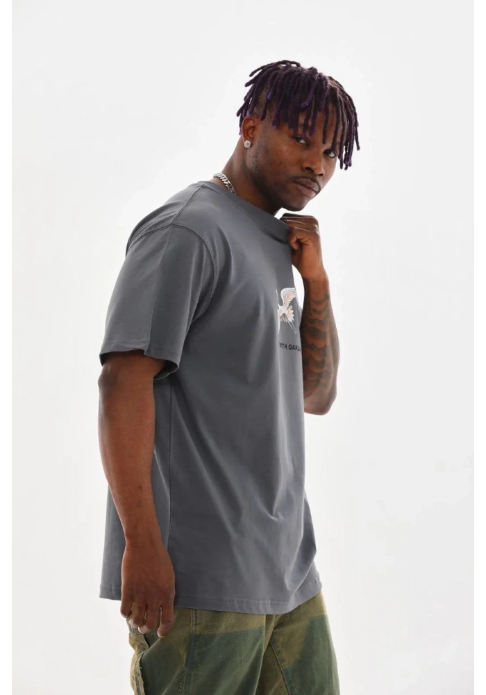 ERKEK Baskılı Oversize T-Shirt - Füme