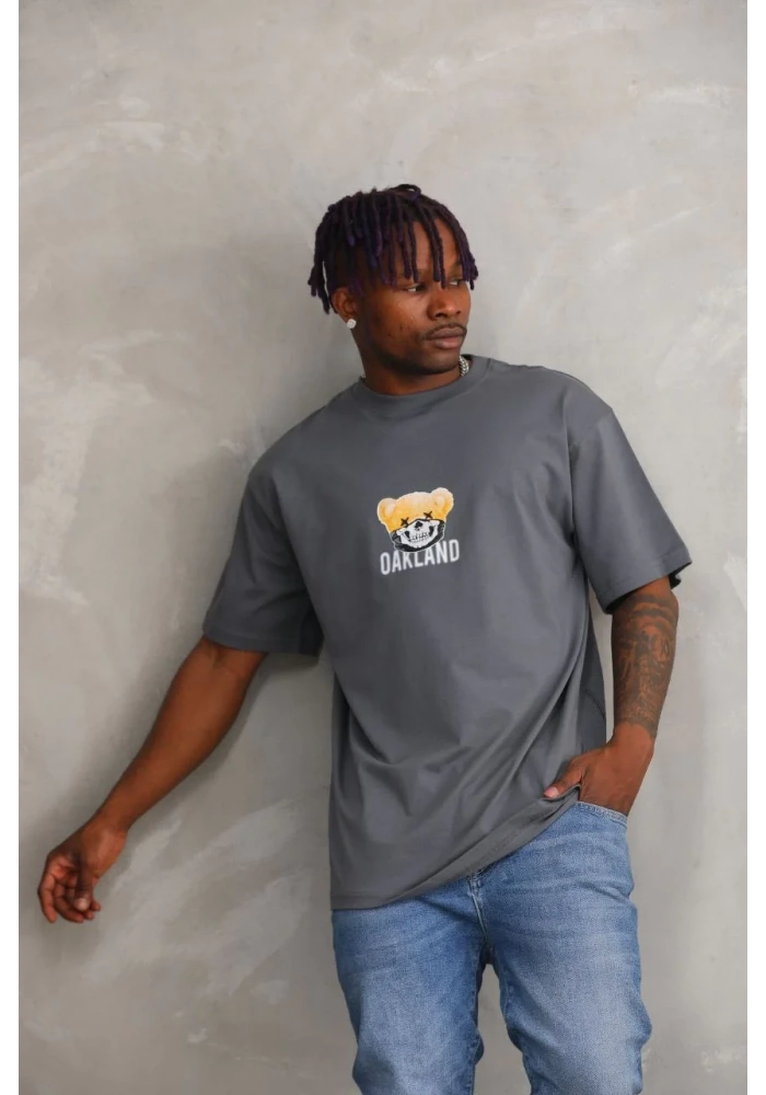 ERKEK Baskılı Oversize T-Shirt - Füme