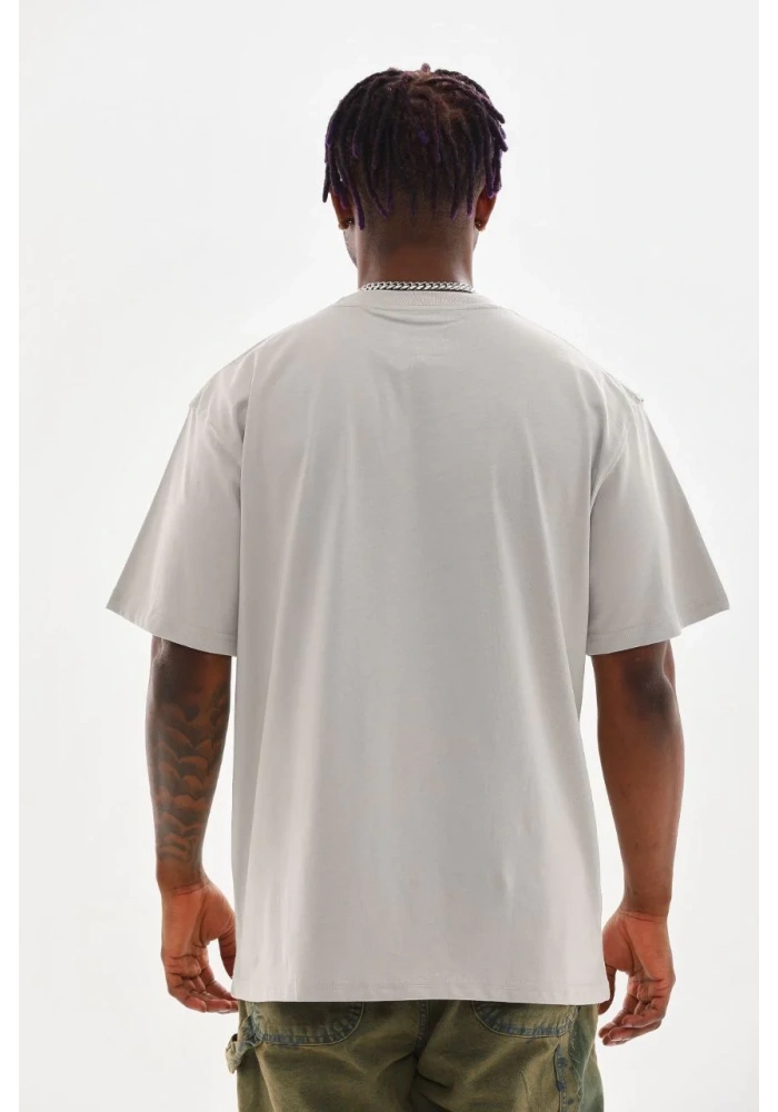 ERKEK Baskılı Oversize T-Shirt - Gri