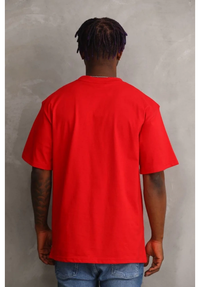 ERKEK Baskılı Oversize T-Shirt - Kırmızı