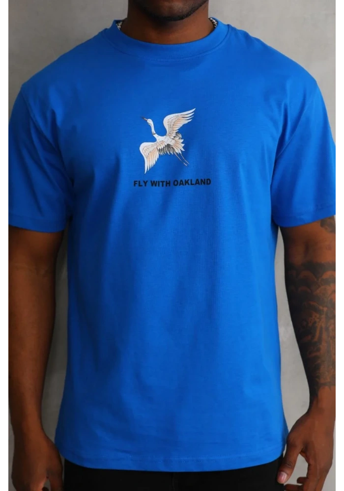 ERKEK Baskılı Oversize T-Shirt - Mavi