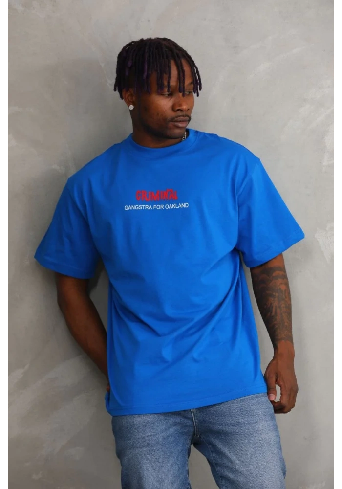 ERKEK Baskılı Oversize T-Shirt - Mavi