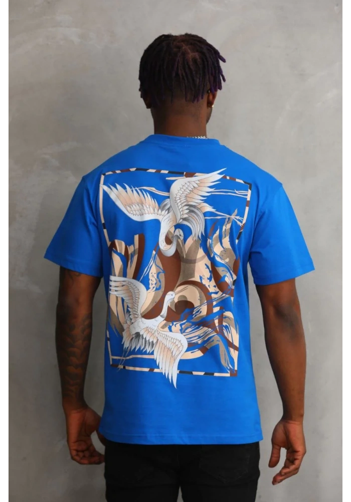 ERKEK Baskılı Oversize T-Shirt - Mavi