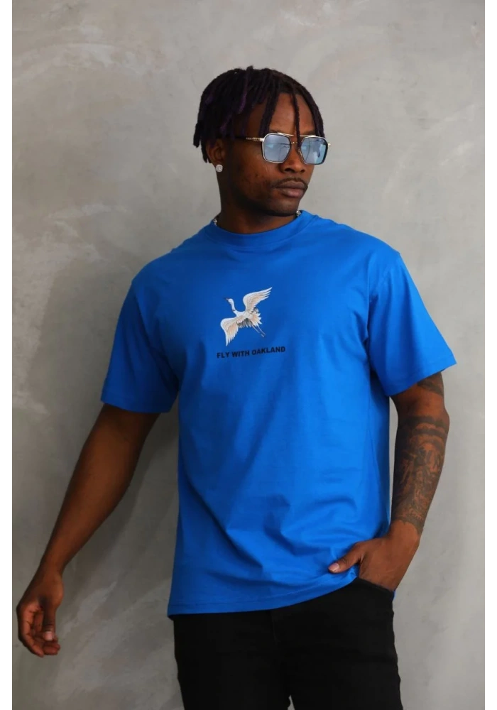 ERKEK Baskılı Oversize T-Shirt - Mavi