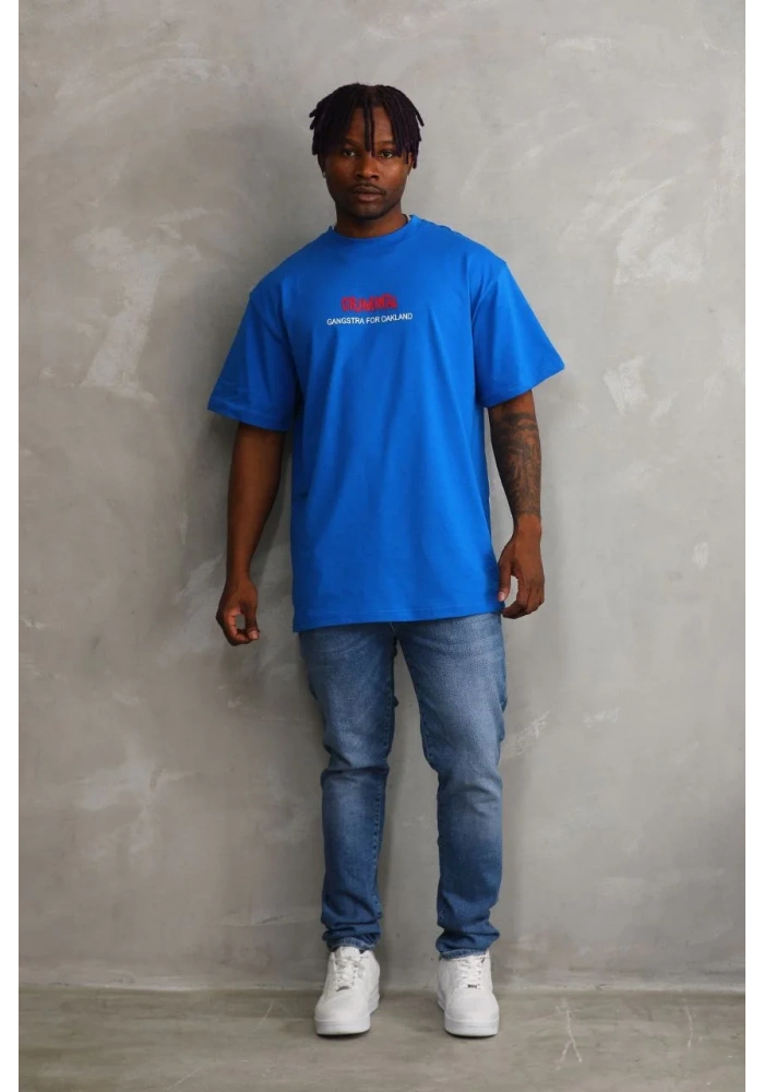 ERKEK Baskılı Oversize T-Shirt - Mavi