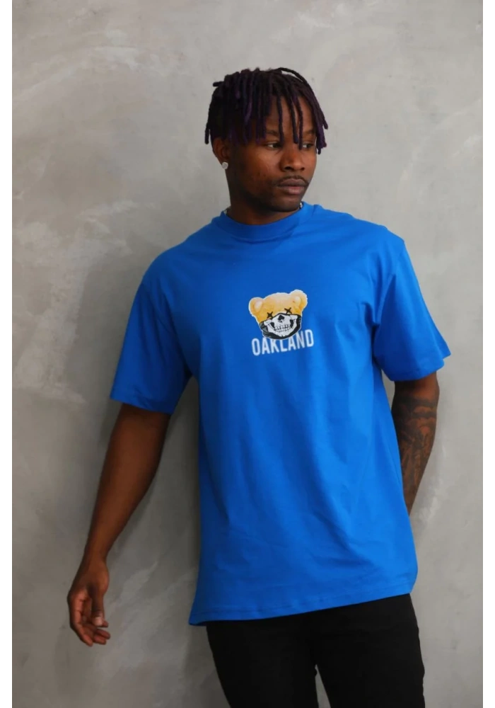 ERKEK Baskılı Oversize T-Shirt - Mavi