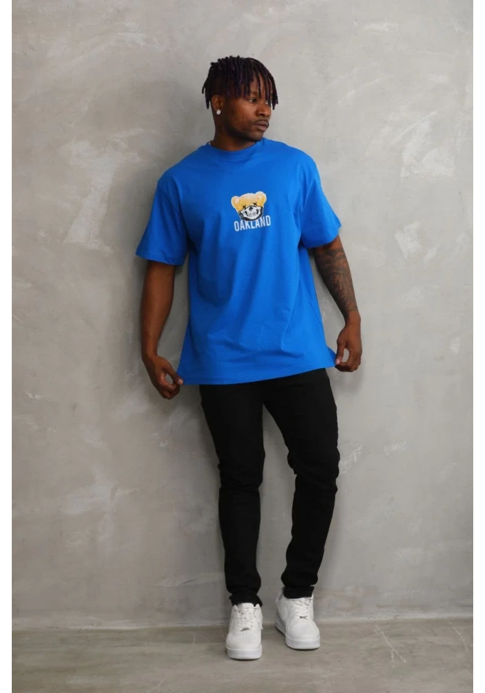 ERKEK Baskılı Oversize T-Shirt - Mavi