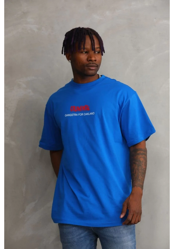 ERKEK Baskılı Oversize T-Shirt - Mavi