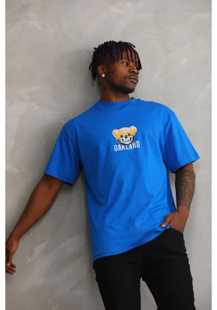 ERKEK Baskılı Oversize T-Shirt - Mavi