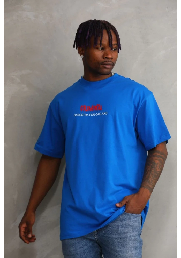 ERKEK Baskılı Oversize T-Shirt - Mavi