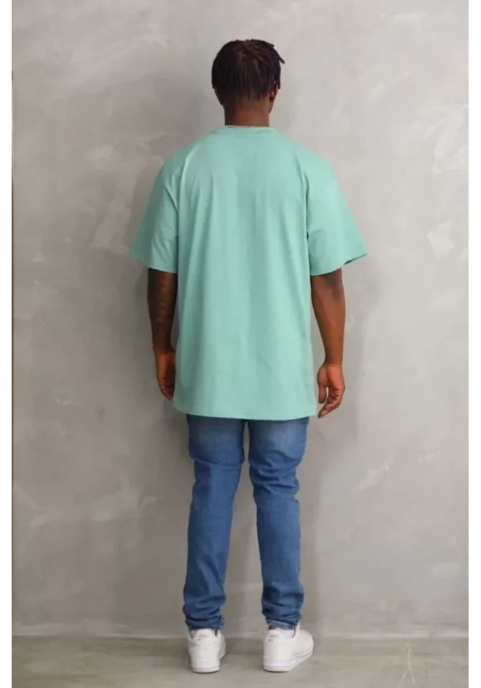 Unisex Baskılı Oversize T-Shirt - Mint Yeşili