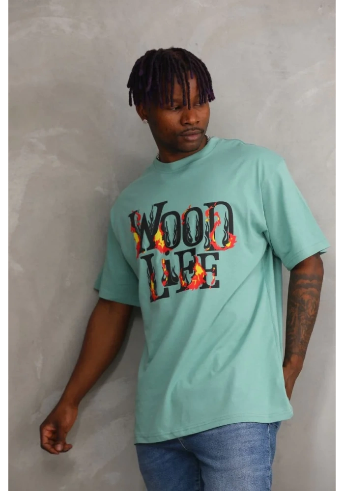 ERKEK Baskılı Oversize T-Shirt - Mint Yeşili