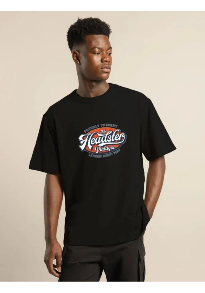 ERKEK Baskılı Oversize T-Shirt - Siyah