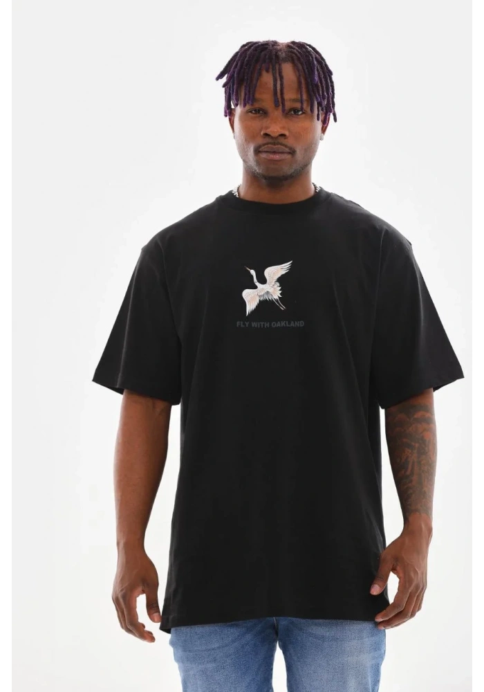 ERKEK Baskılı Oversize T-Shirt - Siyah