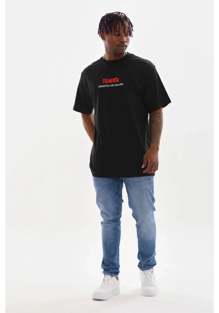 ERKEK Baskılı Oversize T-Shirt - Siyah