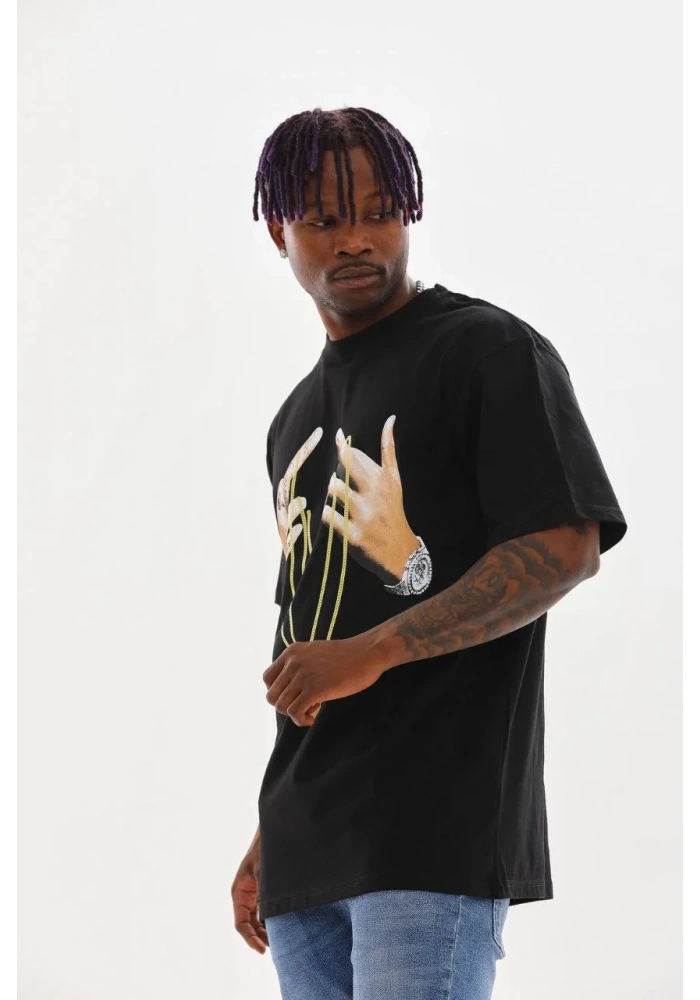 ERKEK Baskılı Oversize T-Shirt - Siyah