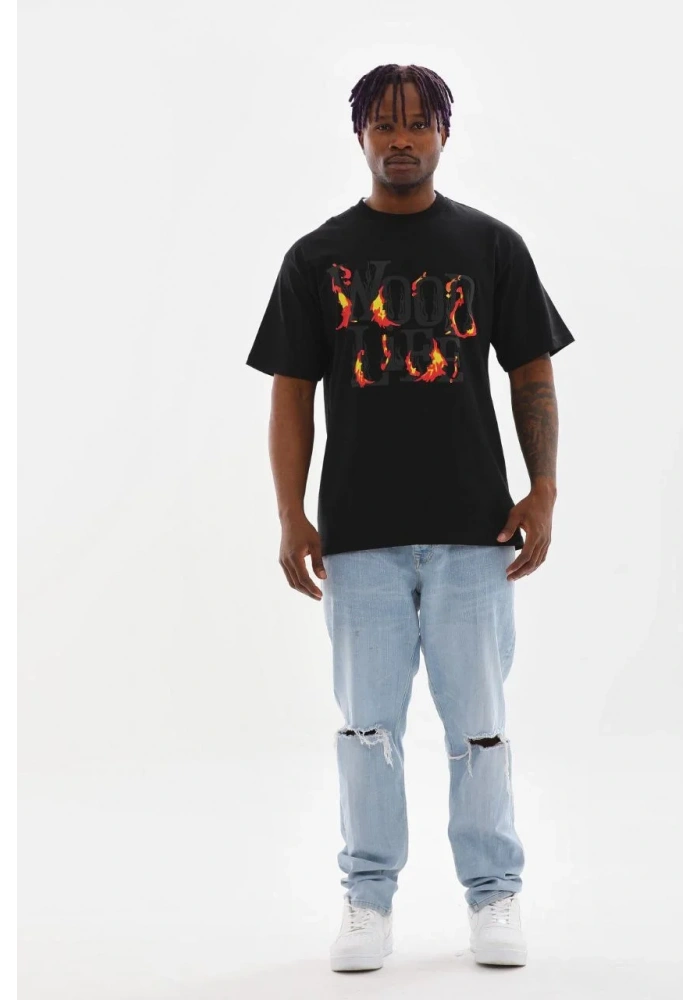 ERKEK Baskılı Oversize T-Shirt - Siyah