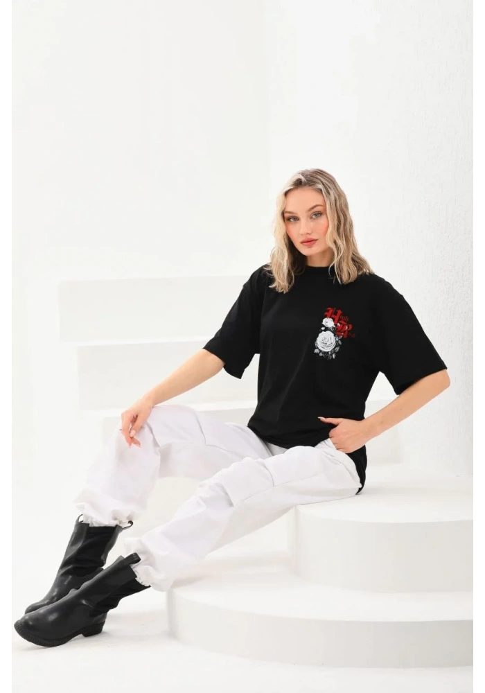 Kadın Baskılı Oversize - Siyah