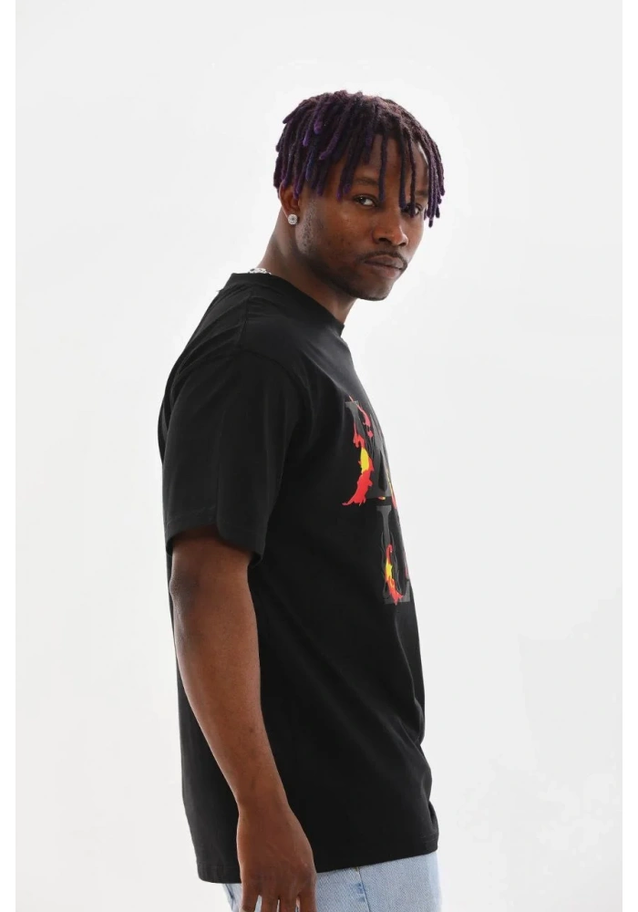 ERKEK Baskılı Oversize T-Shirt - Siyah