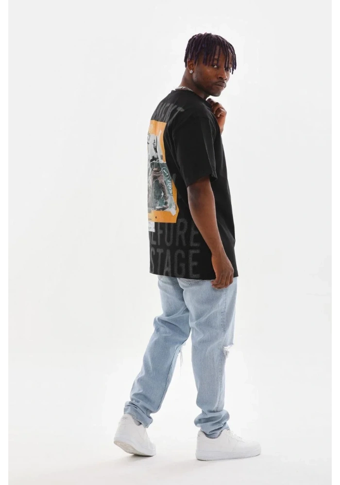 ERKEK Baskılı Oversize T-Shirt - Siyah