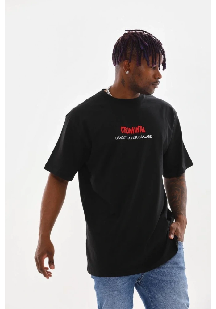 ERKEK Baskılı Oversize T-Shirt - Siyah