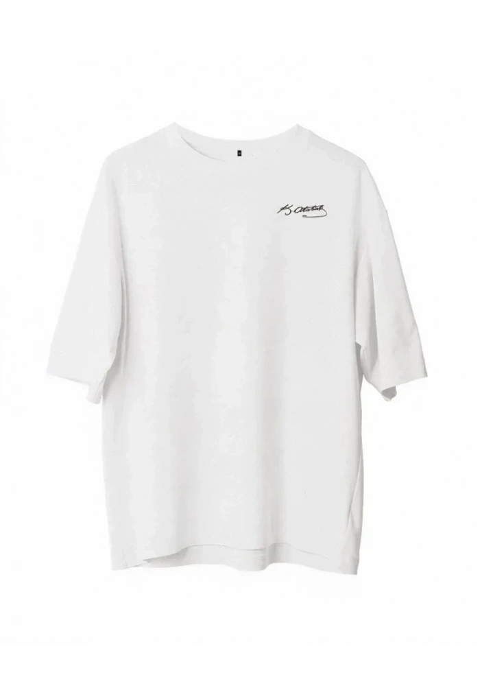 Unisex Bisiklet Yaka Baskılı Oversize T-Shirt - Beyaz