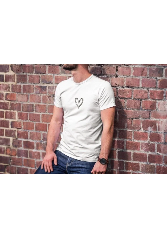 ERKEK Bisiklet Yaka Baskılı Oversize T-Shirt - Beyaz