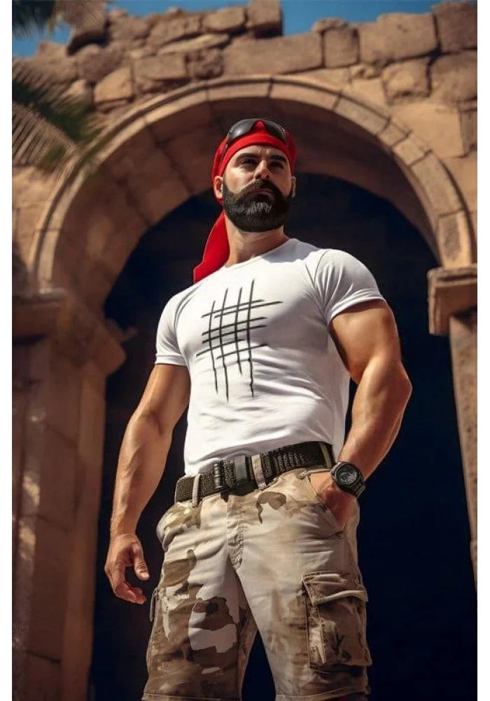 ERKEK Bisiklet Yaka Baskılı Oversize T-Shirt - Beyaz