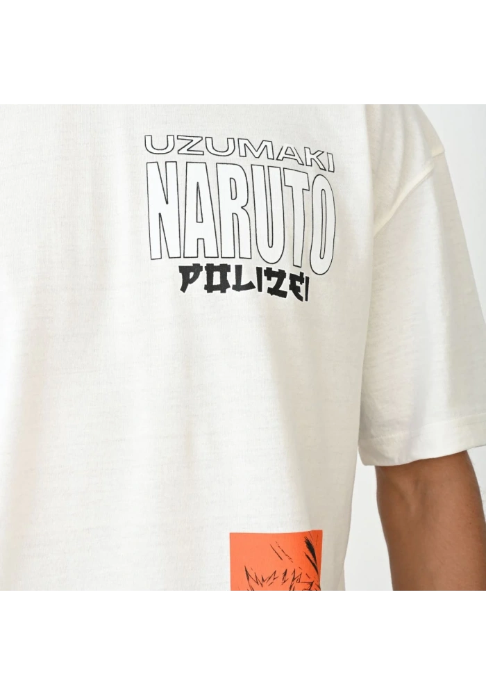 Erkek  Bisiklet Yaka Baskılı Oversize T-Shirt - Beyaz
