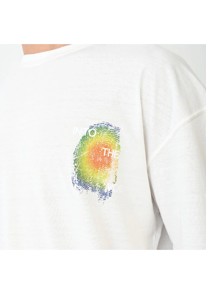 Erkek Bisiklet Yaka Baskılı Oversize T-Shirt - Beyaz