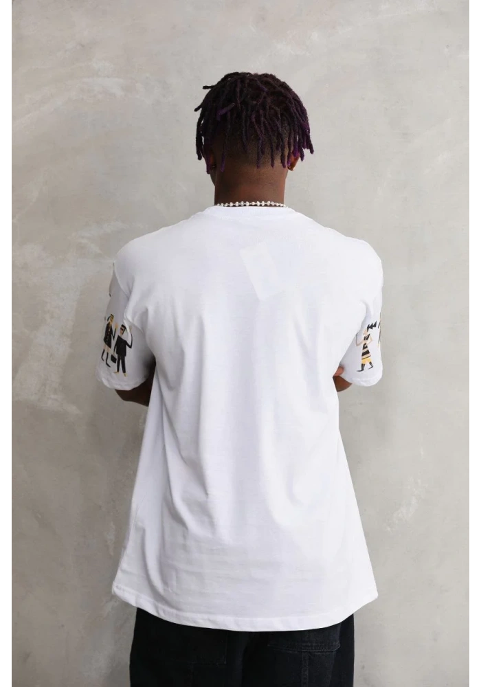 Erkek  Bisiklet Yaka Baskılı Oversize T-Shirt - Beyaz