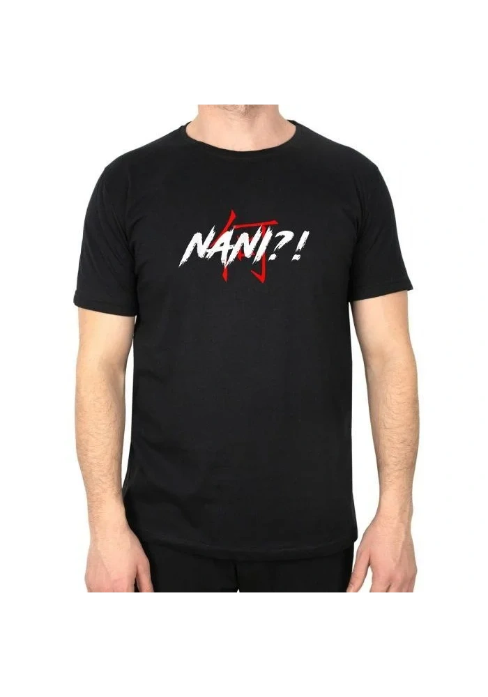 Erkek  Bisiklet Yaka Baskılı Oversize T-Shirt - Siyah