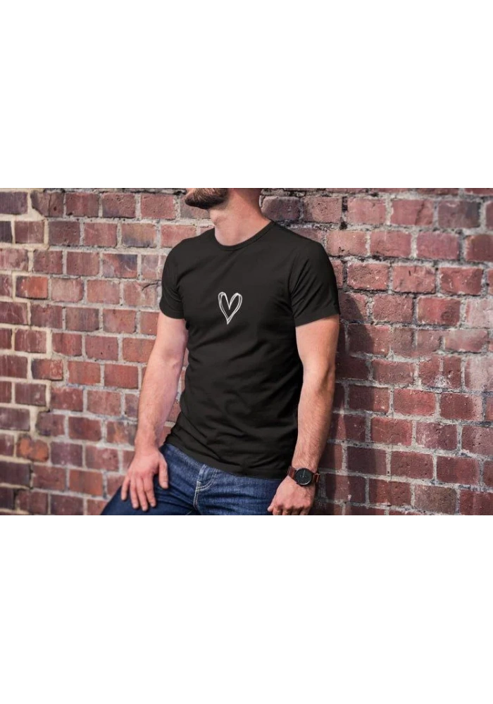 Erkek Bisiklet Yaka Baskılı Oversize T-Shirt - Siyah