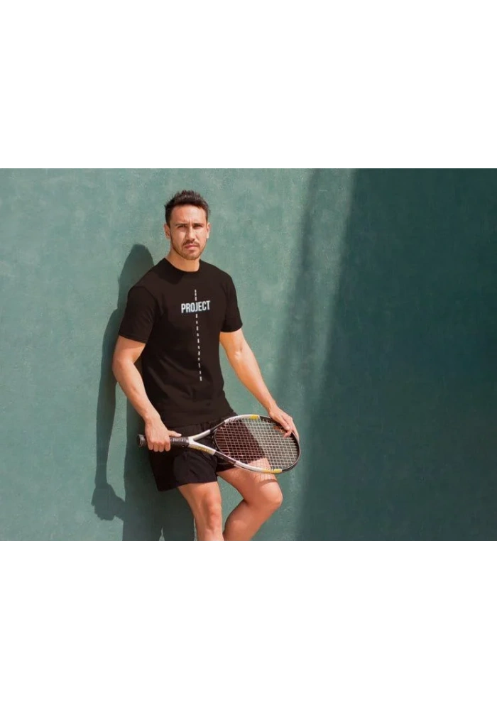 ERKEK Bisiklet Yaka Baskılı Oversize T-Shirt - Siyah