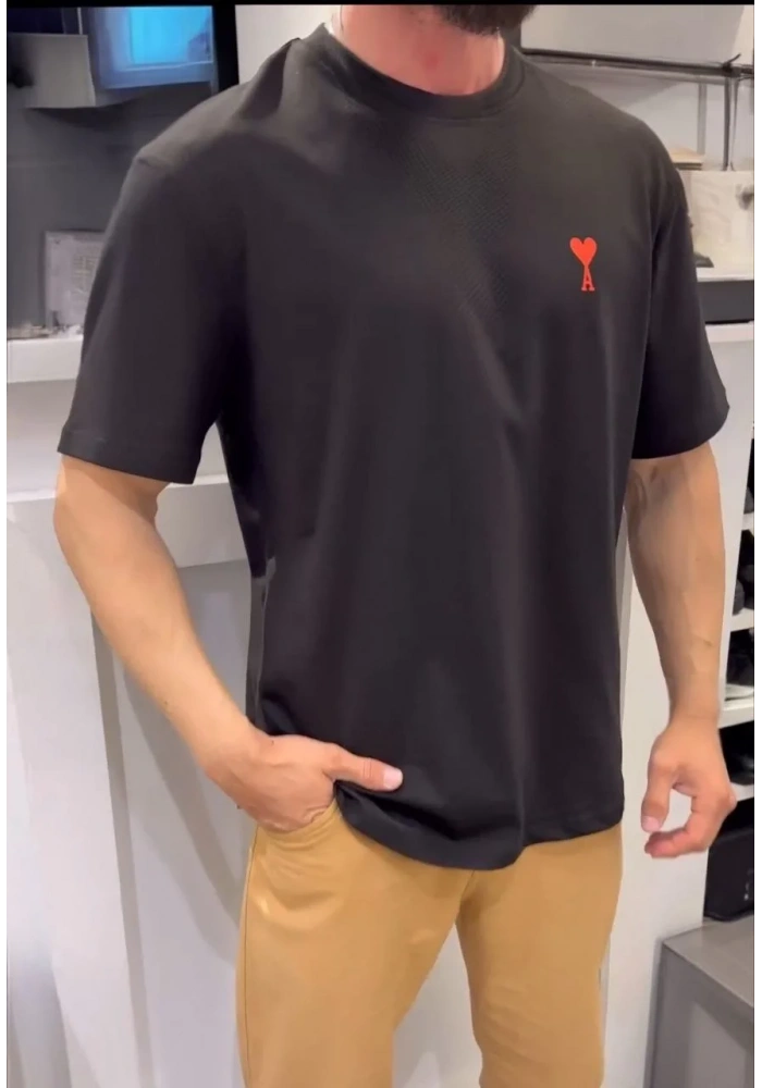 ERKEK Bisiklet Yaka Baskılı Oversize T-Shirt - Siyah