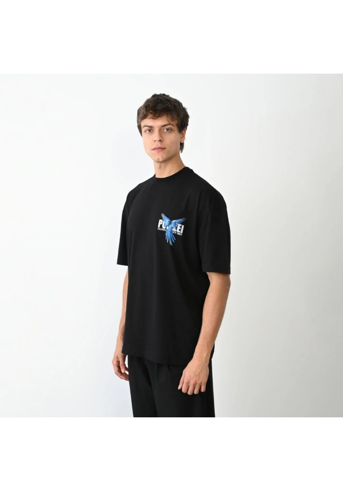 ERKEK Bisiklet Yaka Baskılı Oversize T-Shirt - Siyah