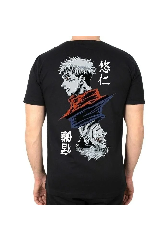 Erkek  Bisiklet Yaka Baskılı Oversize T-Shirt - Siyah