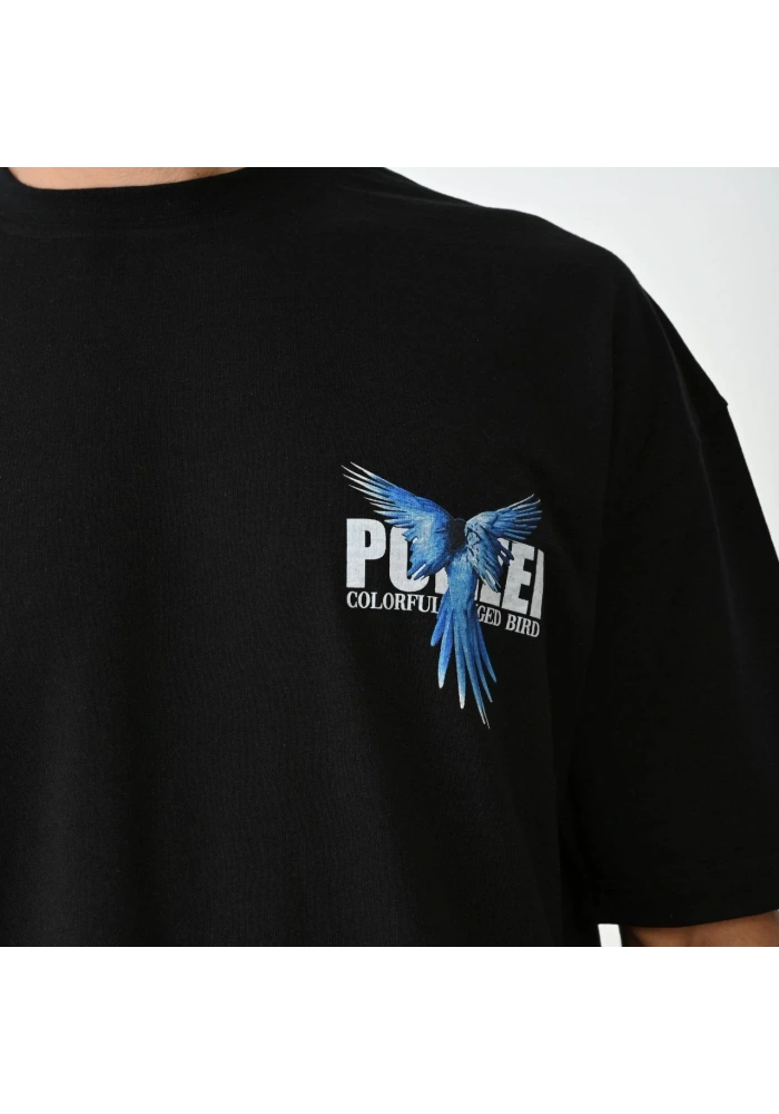 ERKEK Bisiklet Yaka Baskılı Oversize T-Shirt - Siyah