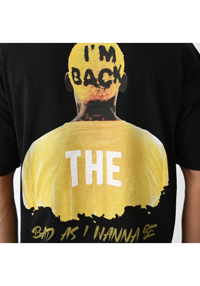 ERKEK Bisiklet Yaka Baskılı Oversize T-Shirt - Siyah