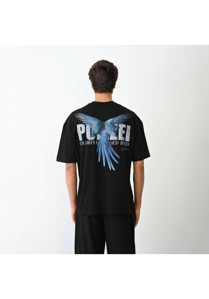 ERKEK Bisiklet Yaka Baskılı Oversize T-Shirt - Siyah