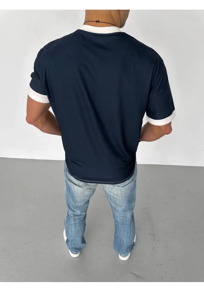 ERKEK Bisiklet Yaka Baskılı Oversize T-Shirt - Siyah