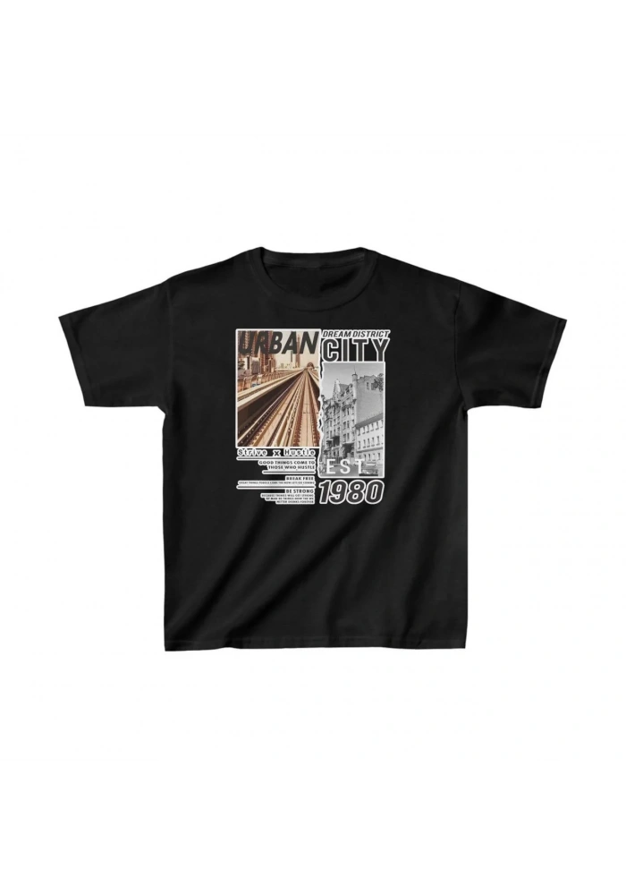 Unisex Çocuk Baskılı T-Shirt - Siyah