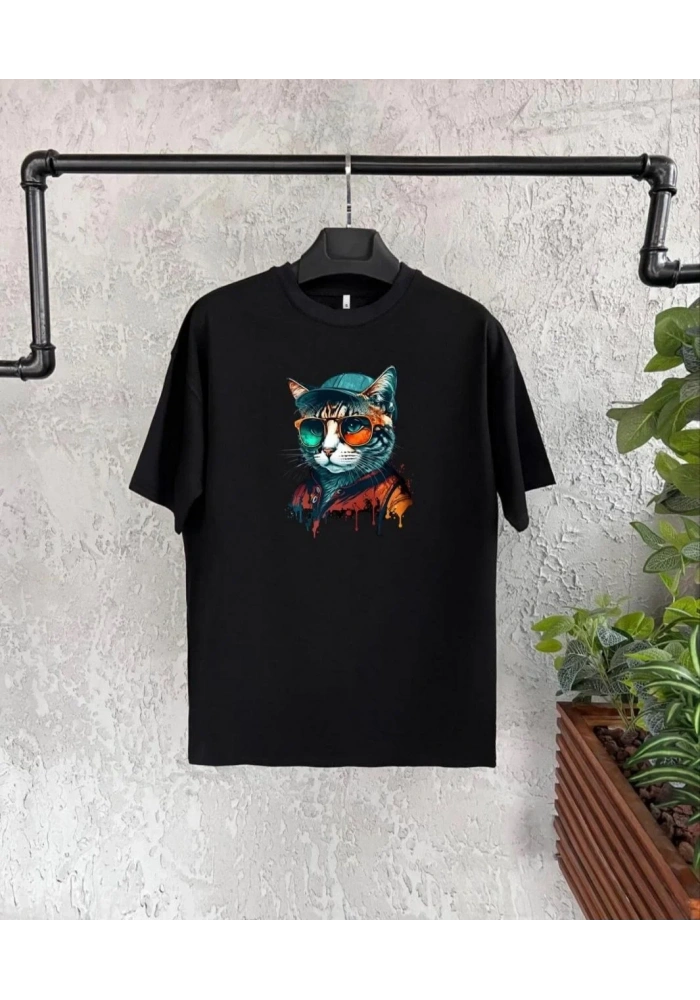 Unisex Çocuk Baskılı T-Shirt - Siyah