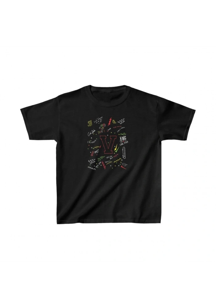 Unisex Çocuk Baskılı T-Shirt - Siyah