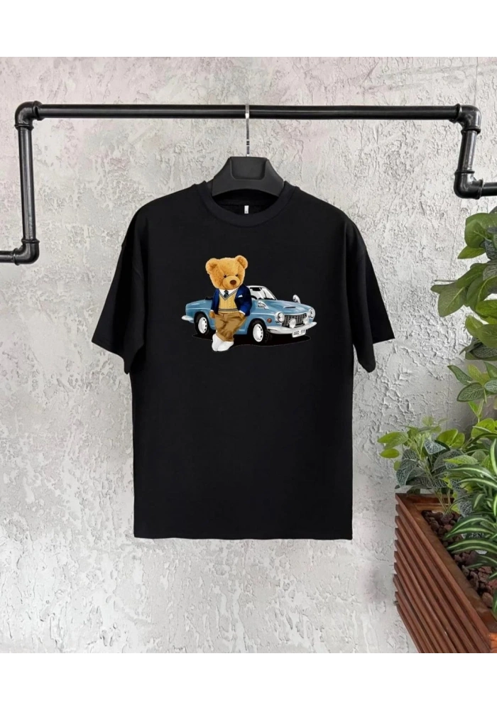 Unisex Çocuk Baskılı T-Shirt - Siyah