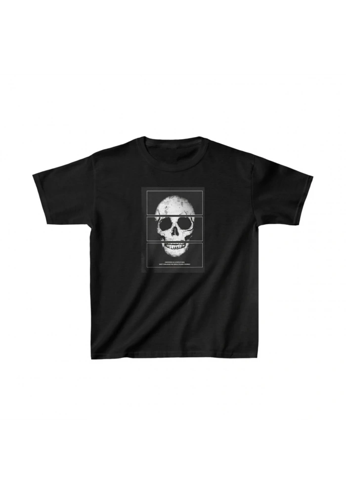 Unisex Çocuk Baskılı T-Shirt - Siyah