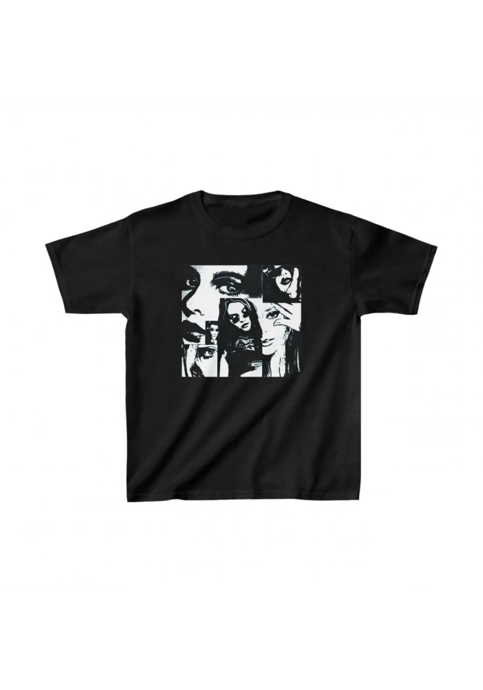 Unisex Çocuk Baskılı T-Shirt - Siyah