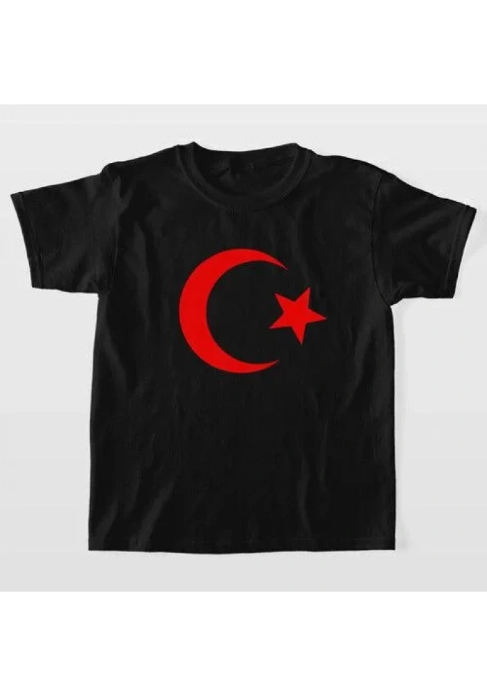 Unisex Çocuk Baskılı T-Shirt - Siyah