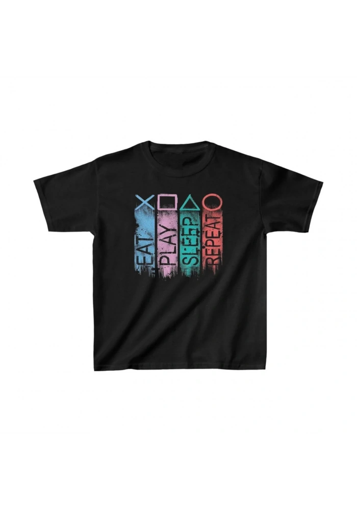 Unisex Çocuk Baskılı T-Shirt - Siyah
