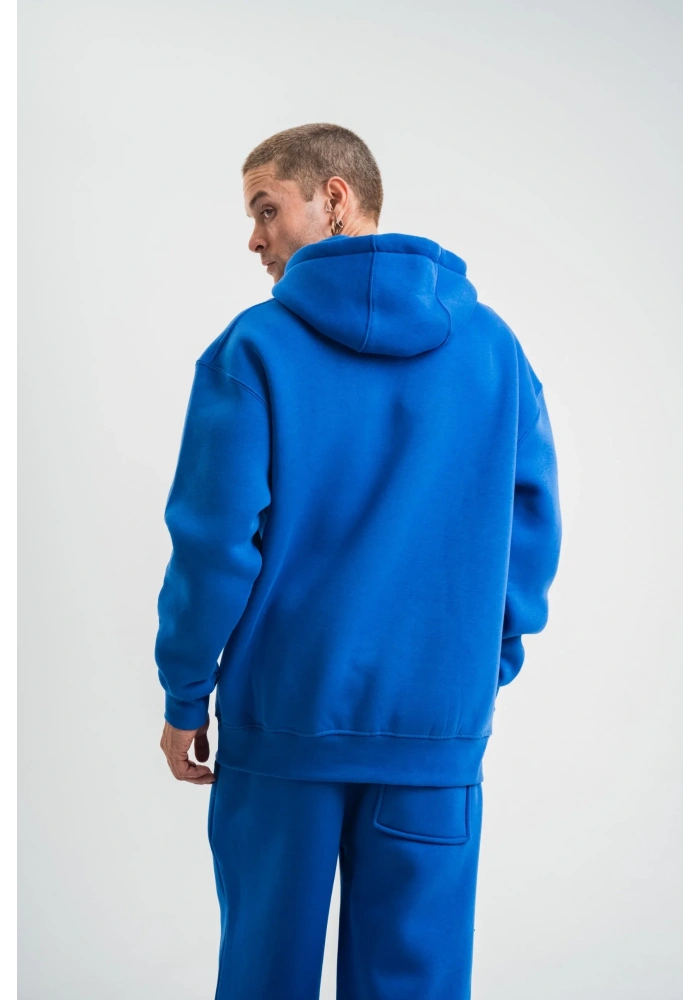 ERKEK Double Oversize Kapşonlu Basic SweatShirt - Mavi